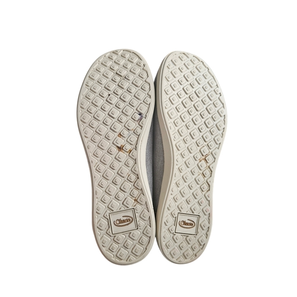 Chaco Gray Canvas Slip-On Flats with Tan Heel Accent - Picture 6 of 8